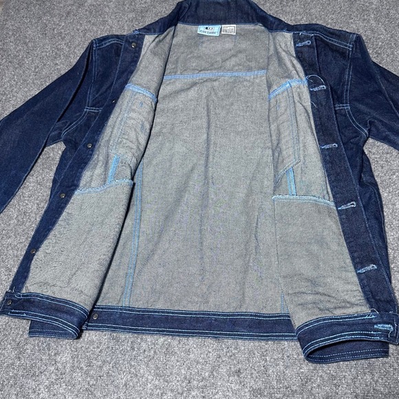 Y2K Vintage Culture Denim Jacket Dark Blue Workwear 100% Cotton Taiwan Size‎ L - Picture 8 of 10